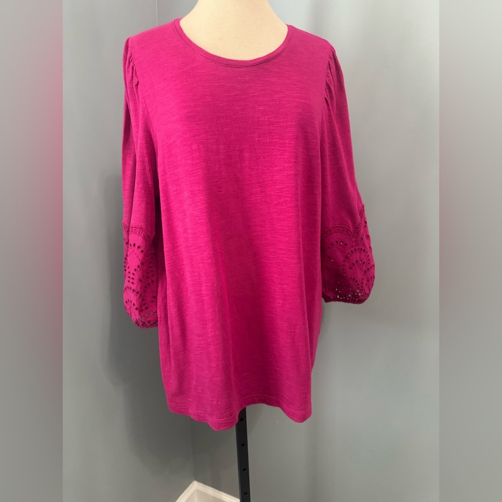 Chico's Pink 3/4 Sleeve Boxy Blouse
